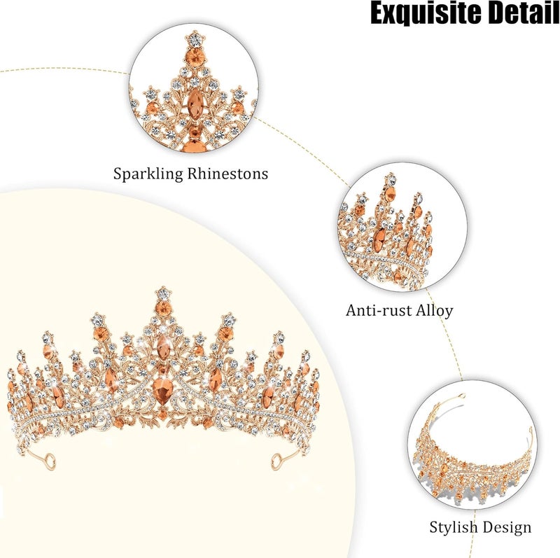 TAROSE Crowns for Women, Queen Crystal Gold Silver Tiaras with White Rhinestone and Combs, Goddess Crown for Wedding Bride Birthday Princess Bridal Shower Hair Accessories for Women - Image 4